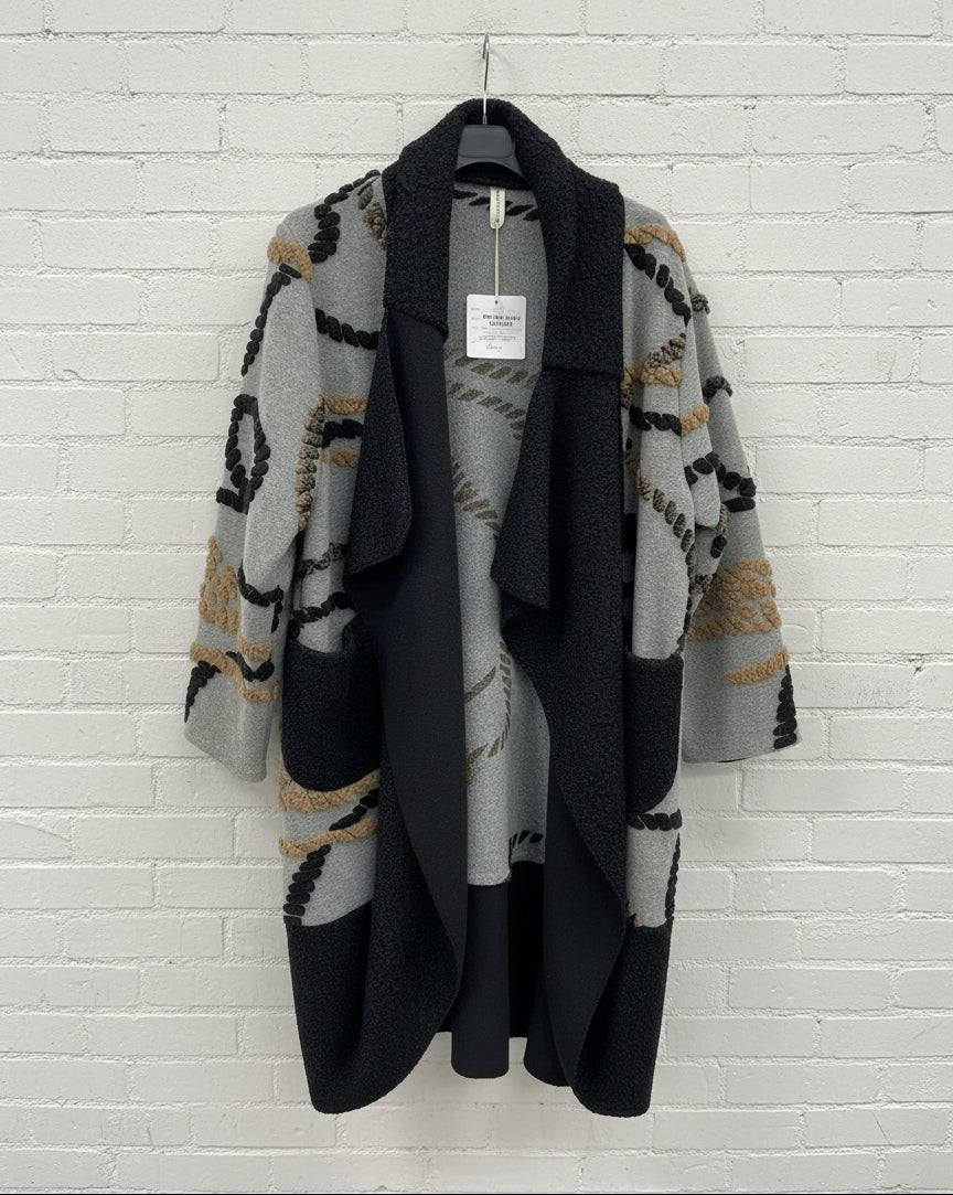 Maxi cappotto lana cotta fantasia curvy