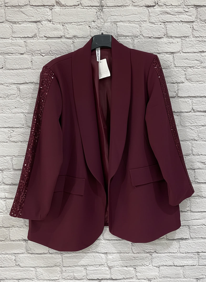 Blazer maxi con paillettes foderato curvy