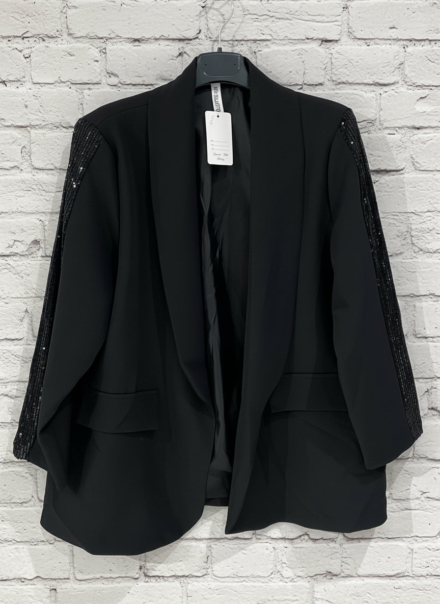 Blazer maxi con paillettes foderato curvy