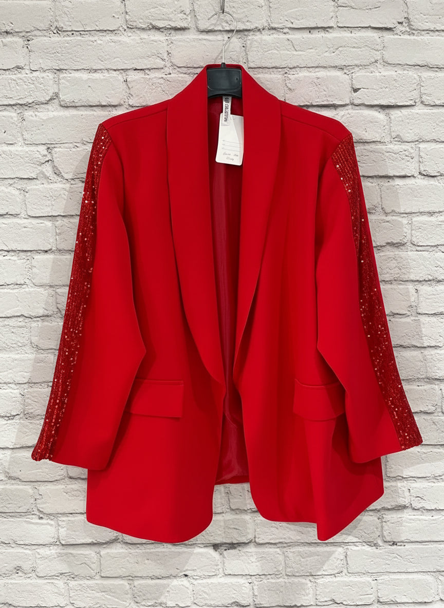 Blazer maxi con paillettes foderato curvy