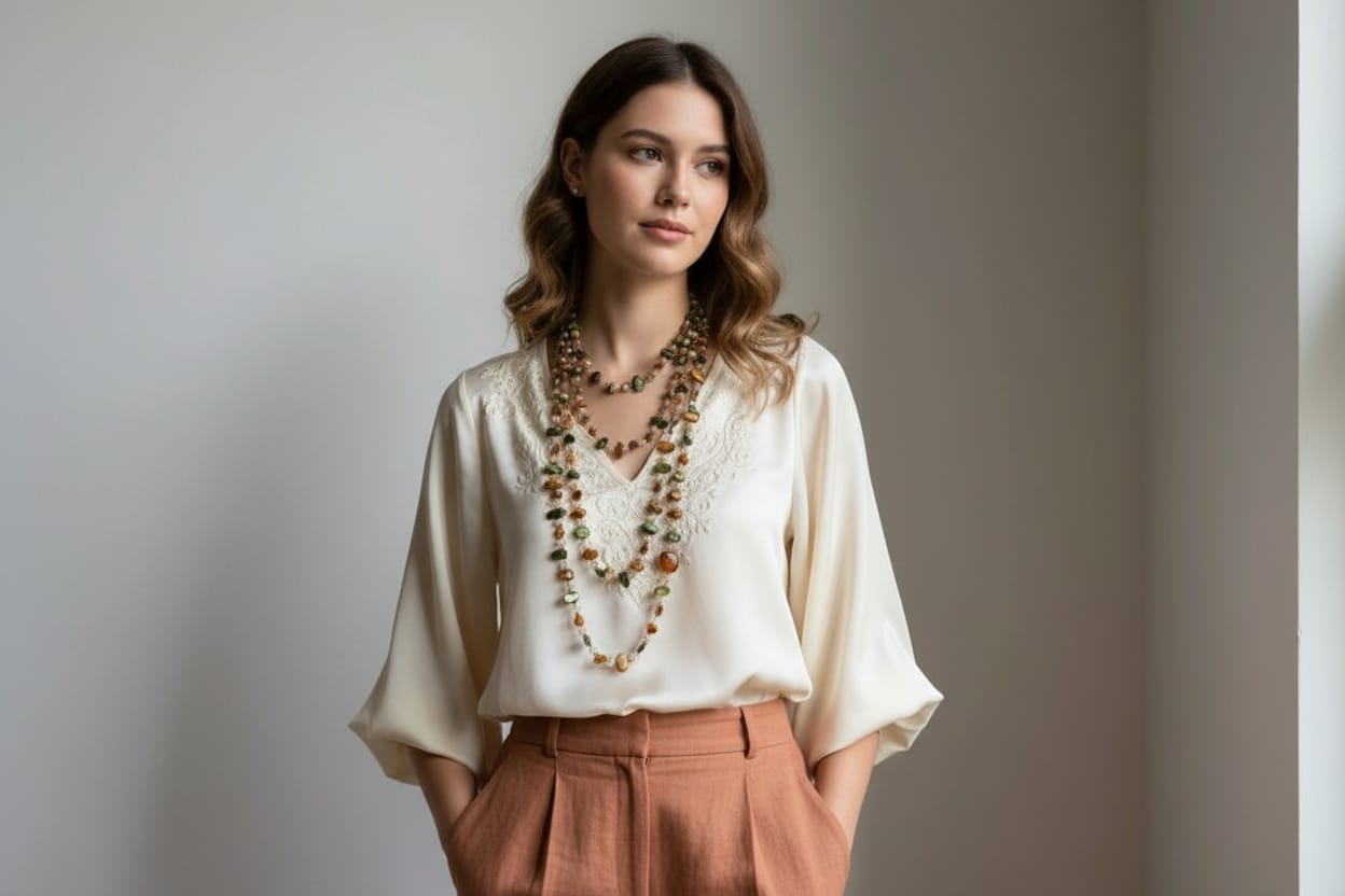 Collana lunga perline colorate stile bohémien