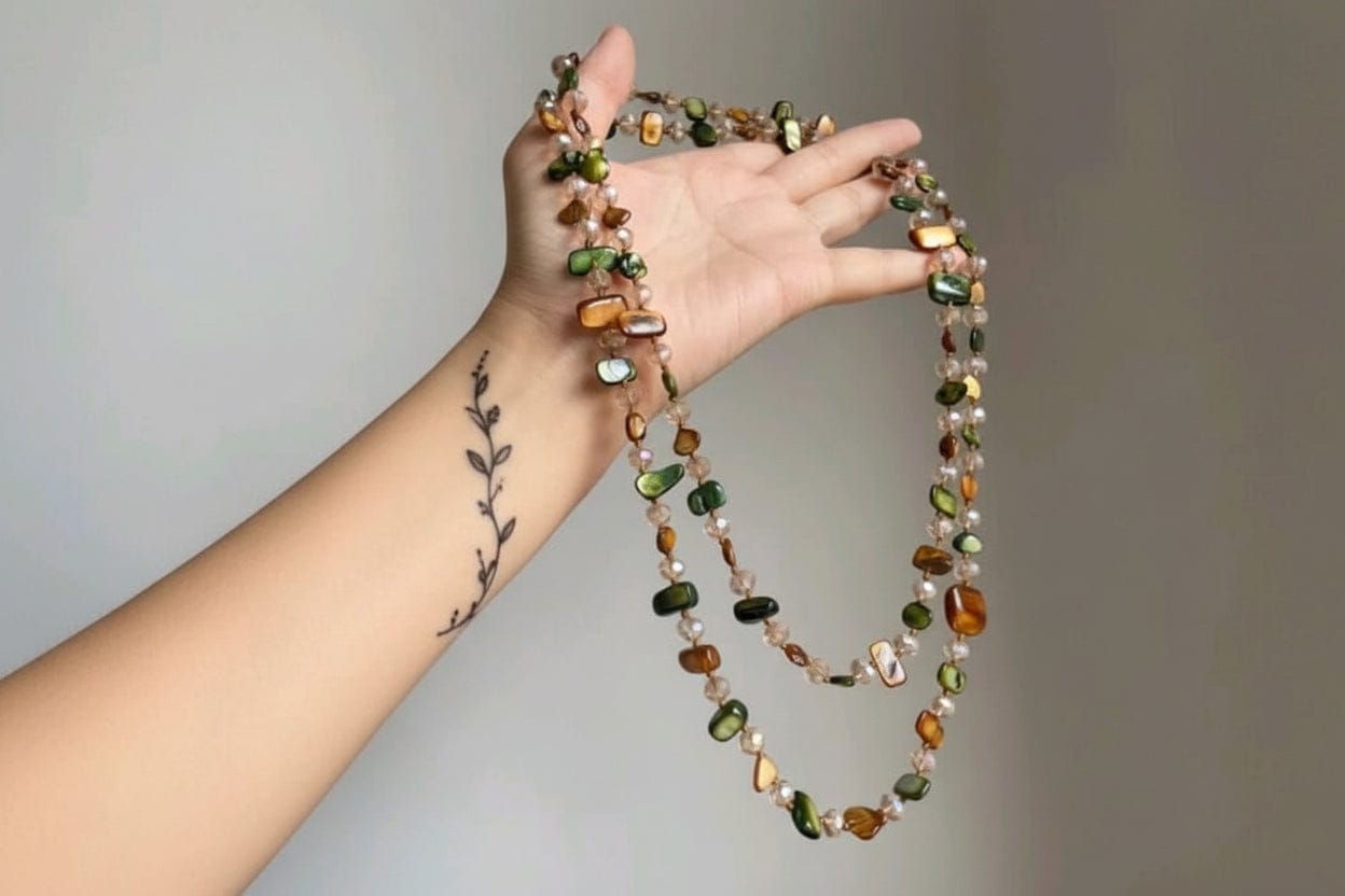 Collana lunga perline colorate stile bohémien