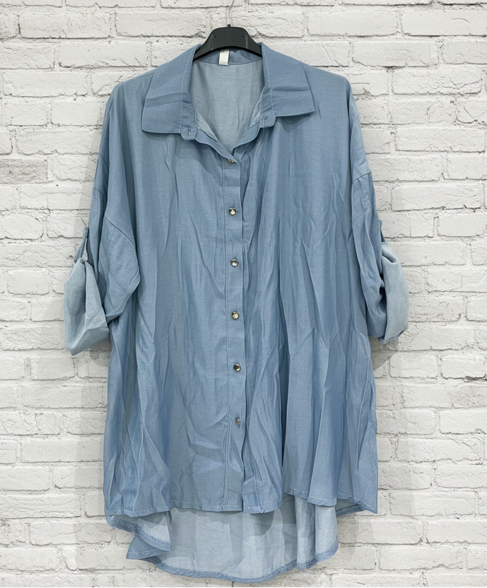 Maxi camicia denim leggero curvy