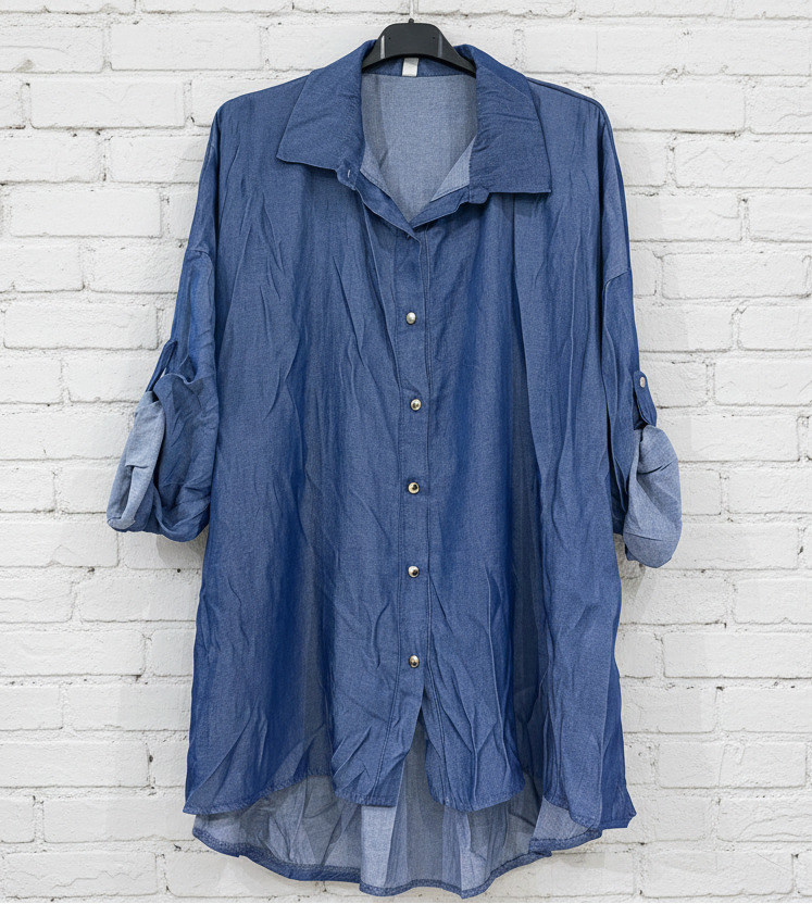 Maxi camicia denim leggero curvy