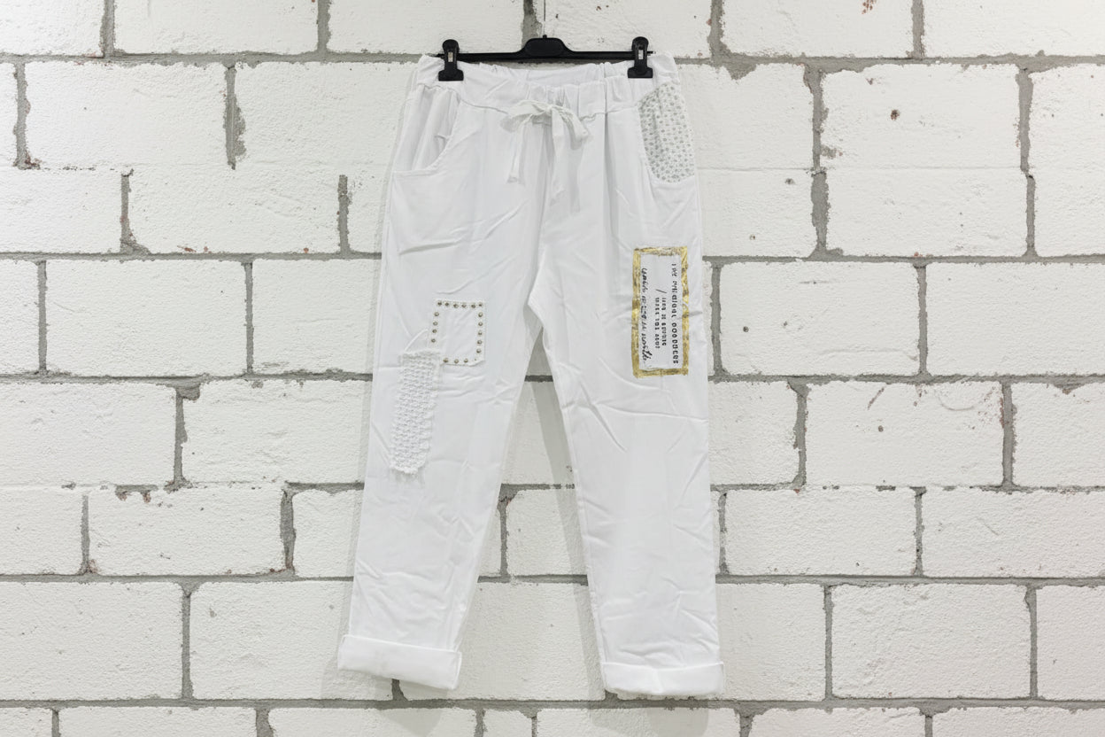 Maxi jeansetto applicazioni macramè laccio curvy