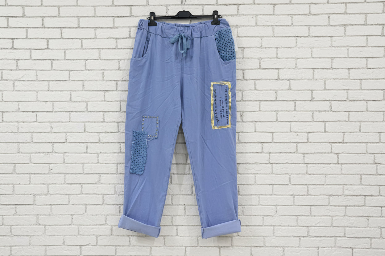 Maxi jeansetto applicazioni macramè laccio curvy