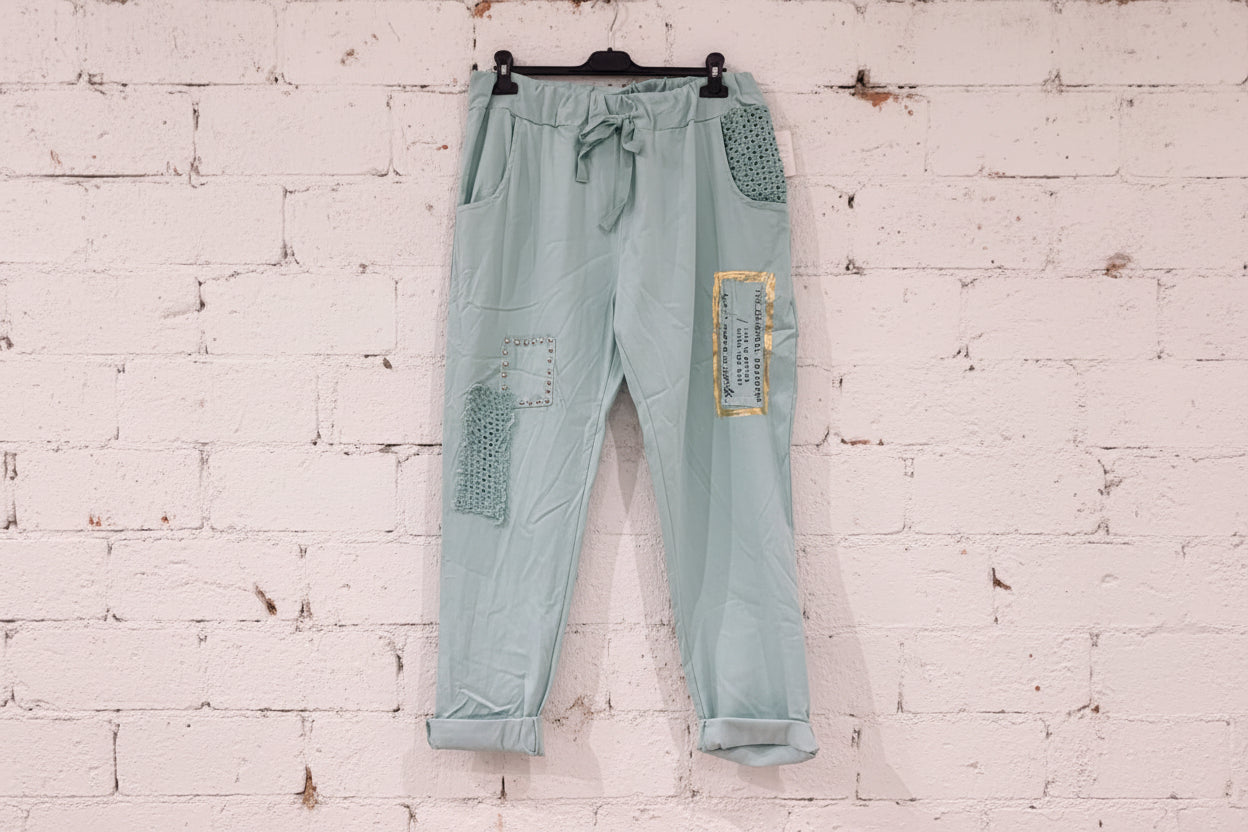 Maxi jeansetto applicazioni macramè laccio curvy