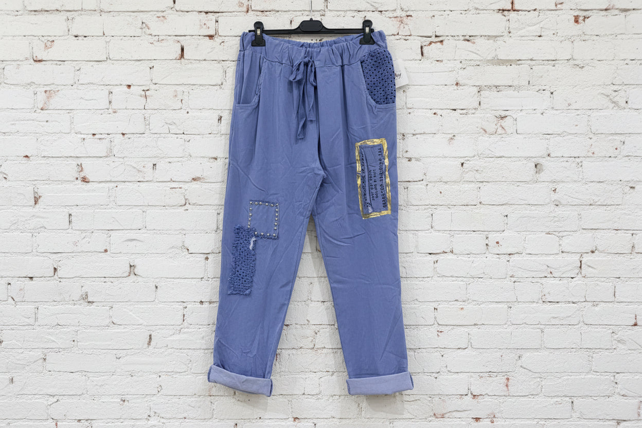 Maxi jeansetto applicazioni macramè laccio curvy