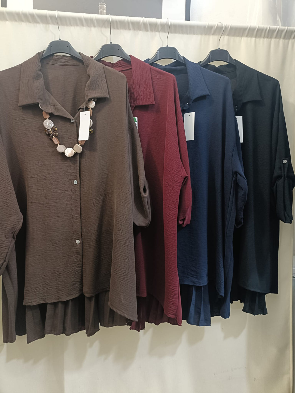Maxi camicia retro plissé curvy