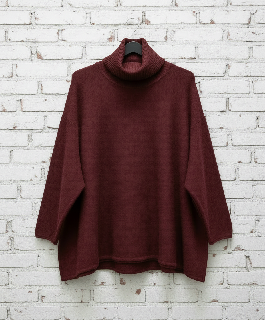 Maxi maglione lana rasata collo alto curvy taglie comode