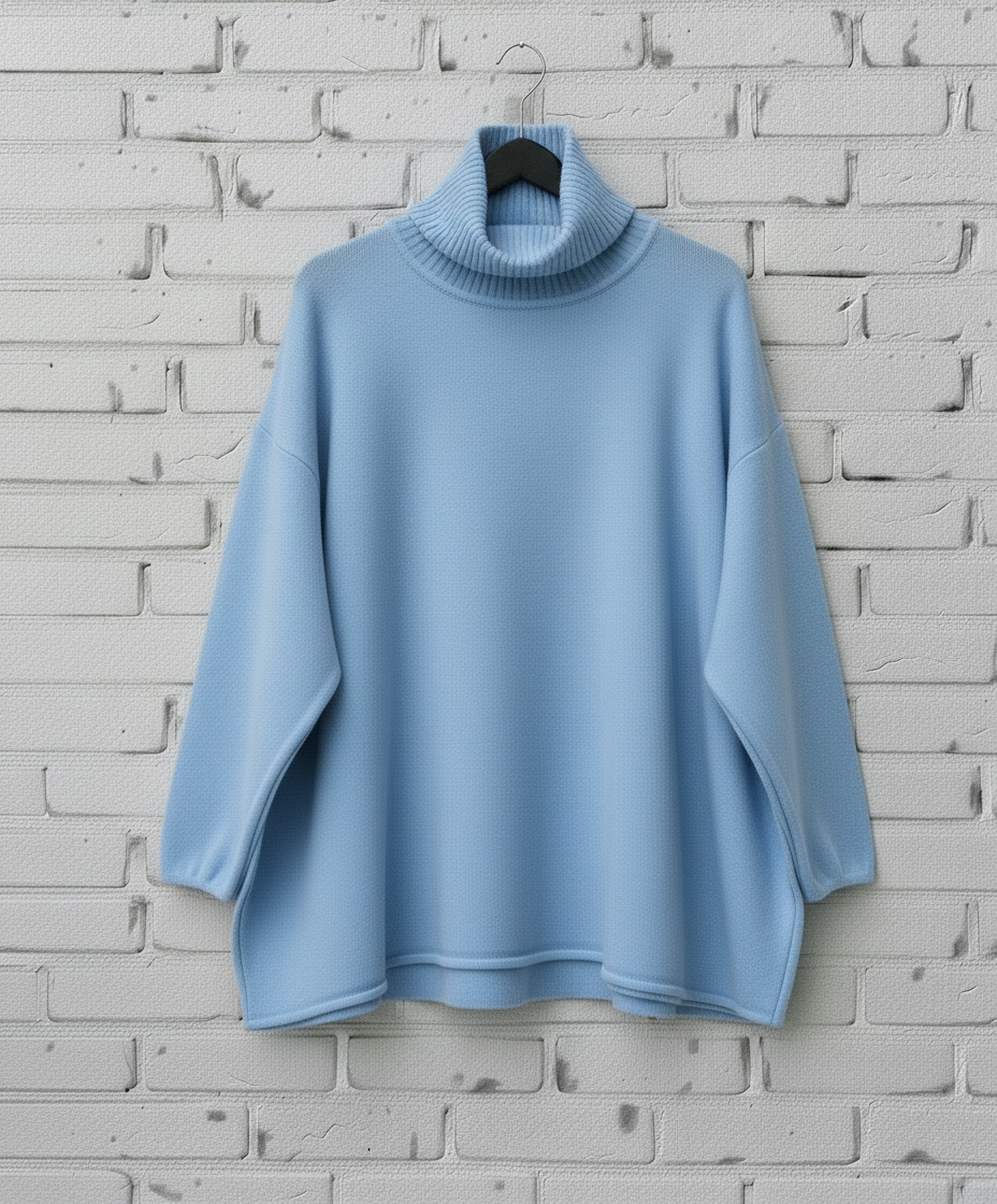 Maxi maglione lana rasata collo alto curvy taglie comode