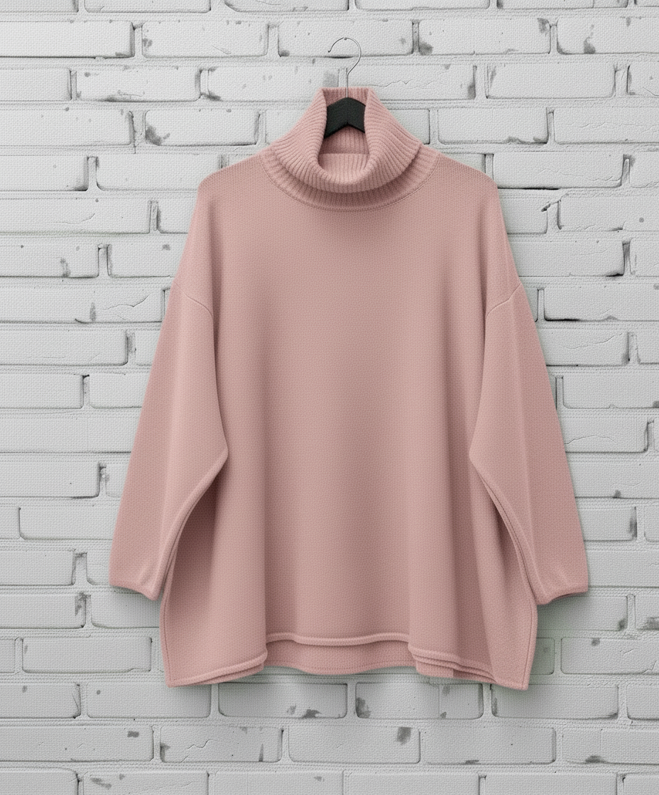 Maxi maglione lana rasata collo alto curvy taglie comode