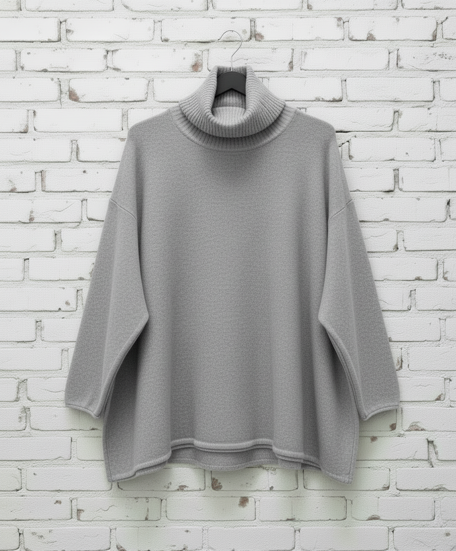 Maxi maglione lana rasata collo alto curvy taglie comode