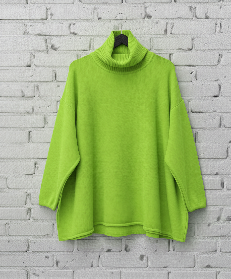 Maxi maglione lana rasata collo alto curvy taglie comode