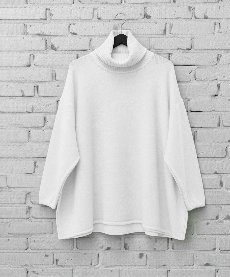 Maxi maglione lana rasata collo alto curvy taglie comode