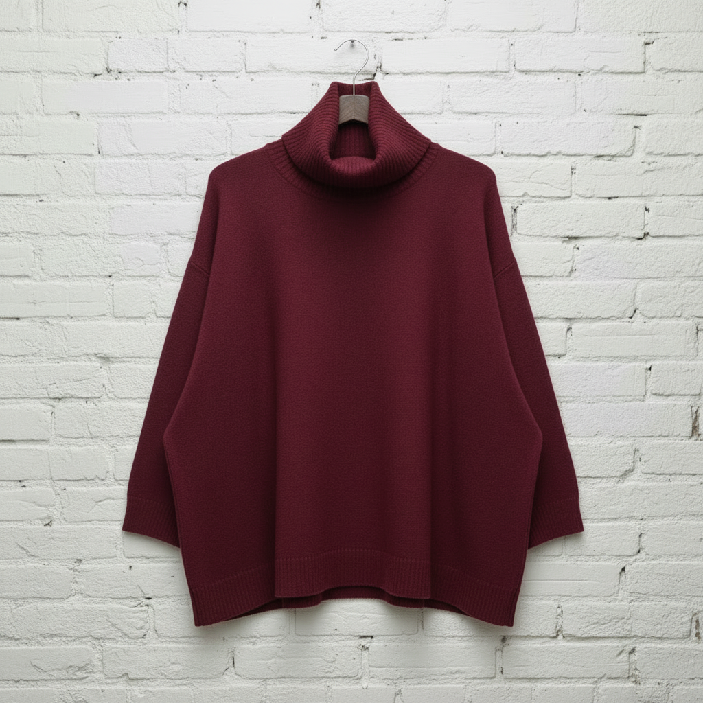 Maxi maglione lana rasata collo alto curvy taglie comode