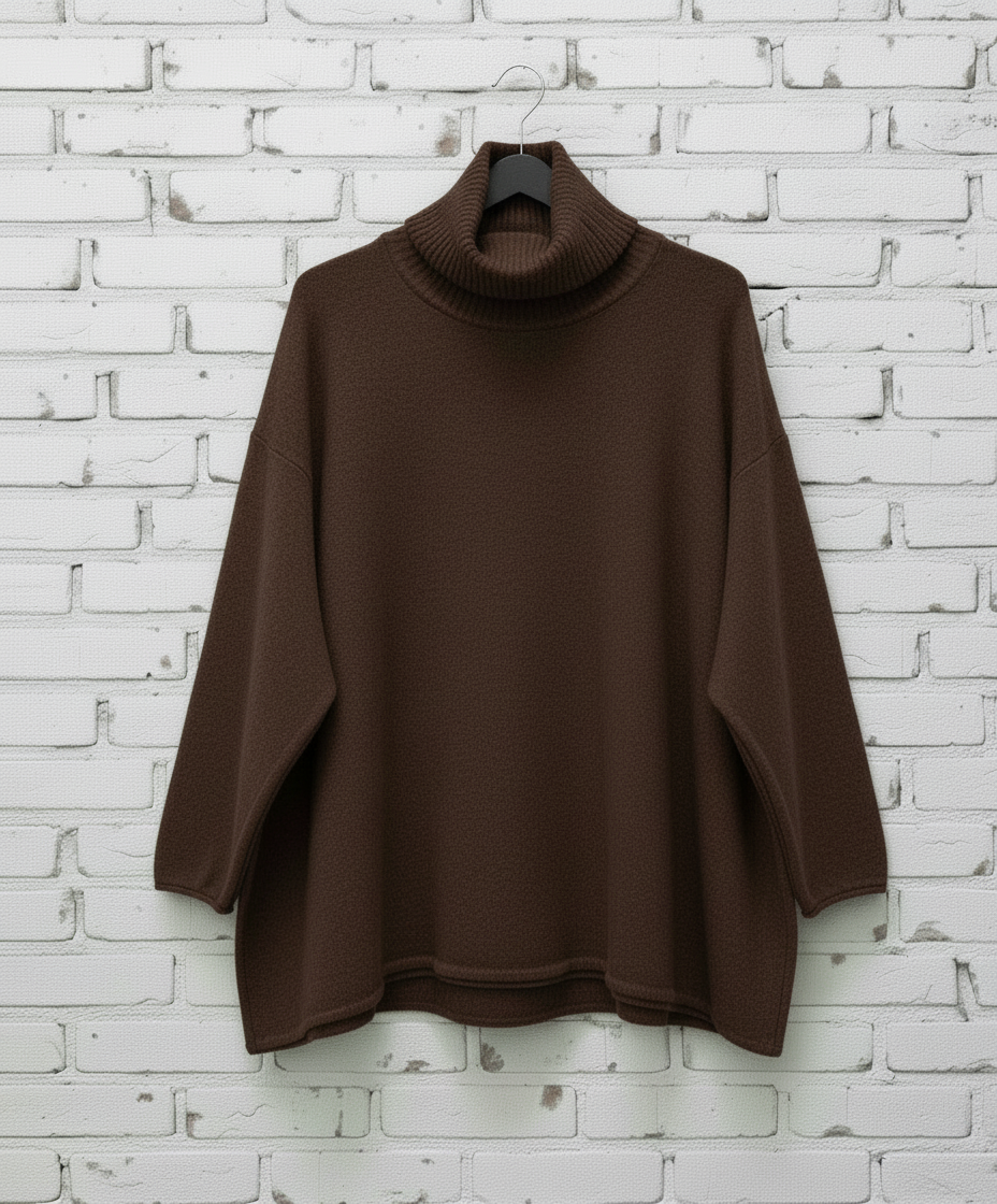 Maxi maglione lana rasata collo alto curvy taglie comode