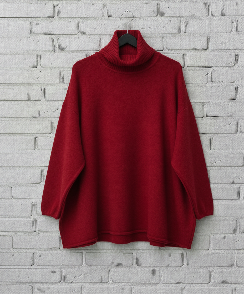 Maxi maglione lana rasata collo alto curvy taglie comode