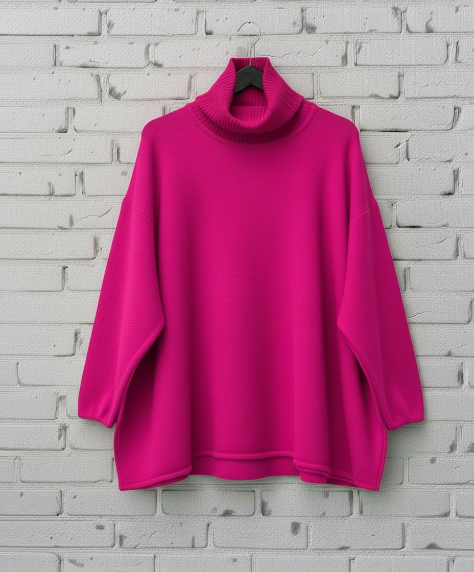 Maxi maglione lana rasata collo alto curvy taglie comode