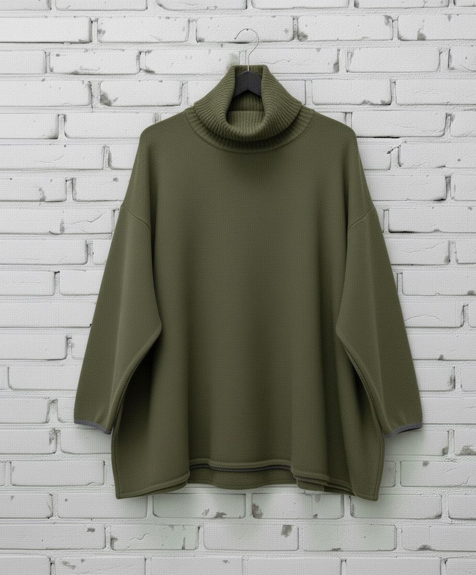 Maxi maglione lana rasata collo alto curvy taglie comode