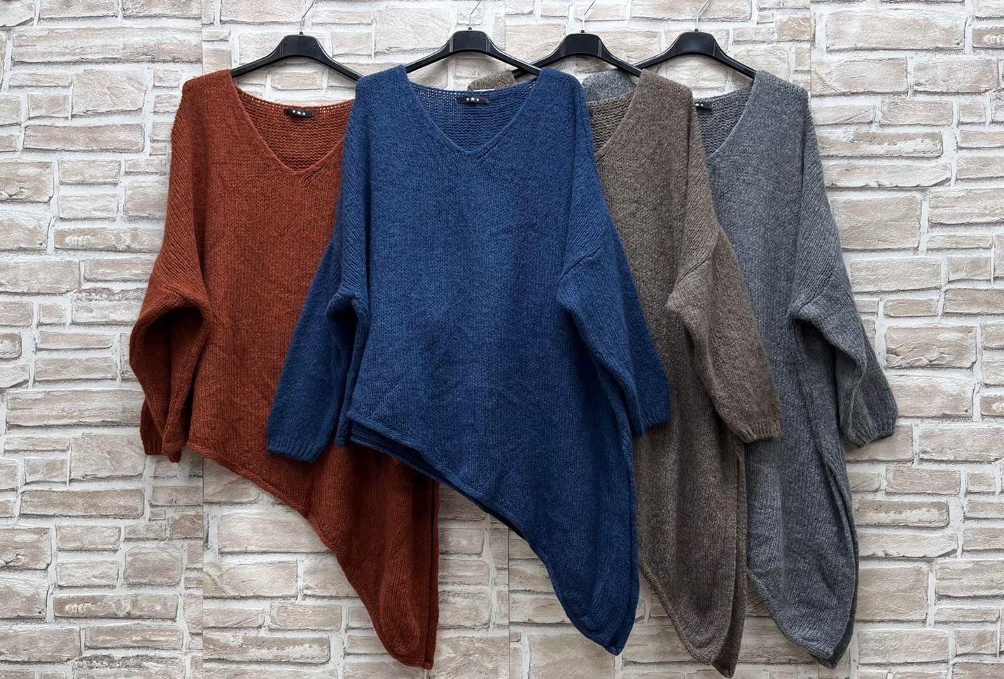 Maxi maglione taglio obliquo curvy