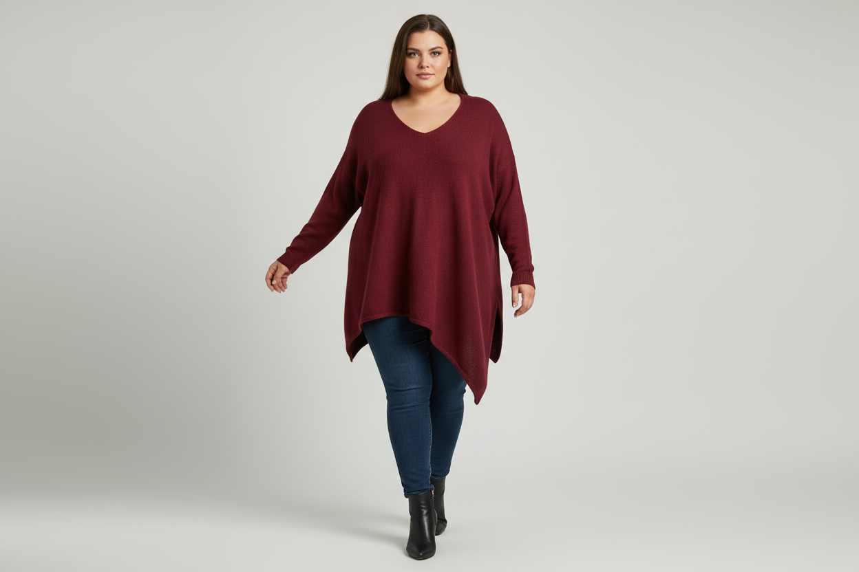 Maxi maglione taglio obliquo curvy