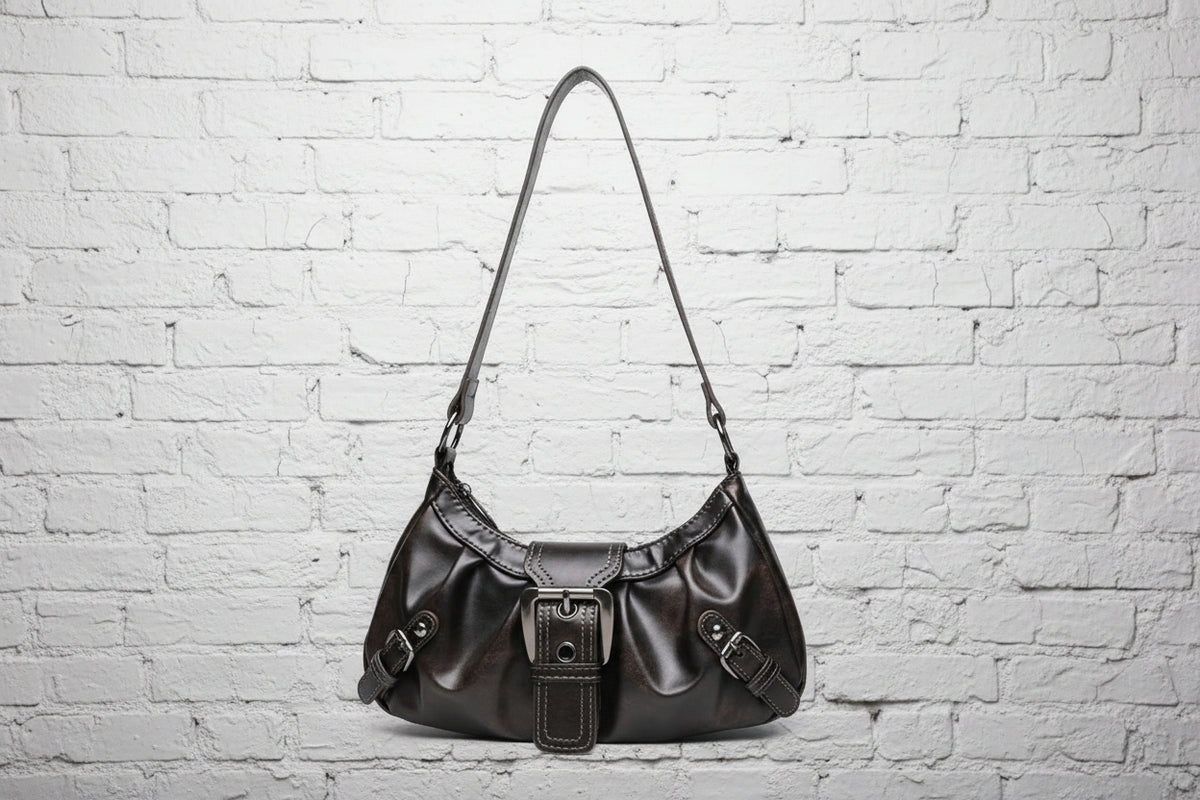 Borsa Mandy ecopelle effetto opaco caffè