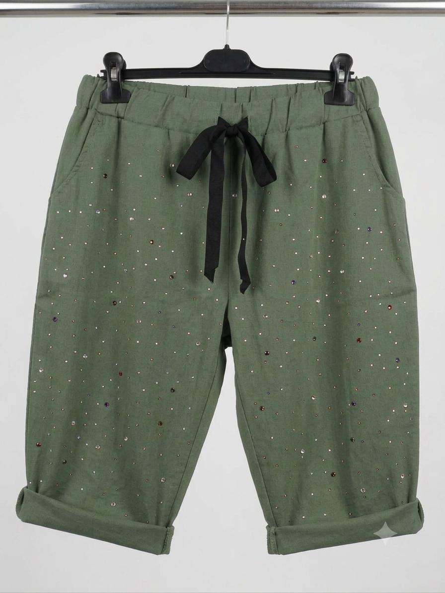 Pantaloncino curvy bermuda taglie comode con Strass