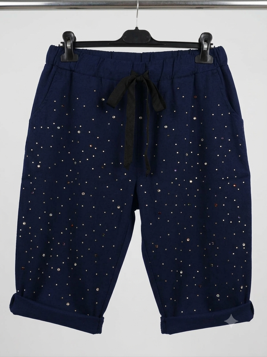 Pantaloncino curvy bermuda taglie comode con Strass