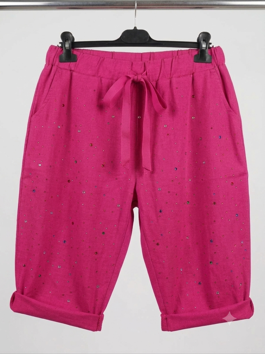 Pantaloncino curvy bermuda taglie comode con Strass