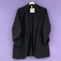 Blazer manica arricciata nero - Prima Fila Moda Curvy