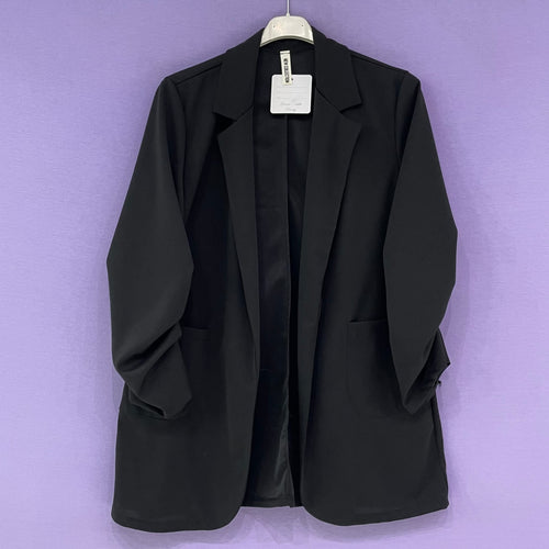 Blazer manica arricciata nero - Prima Fila Moda Curvy