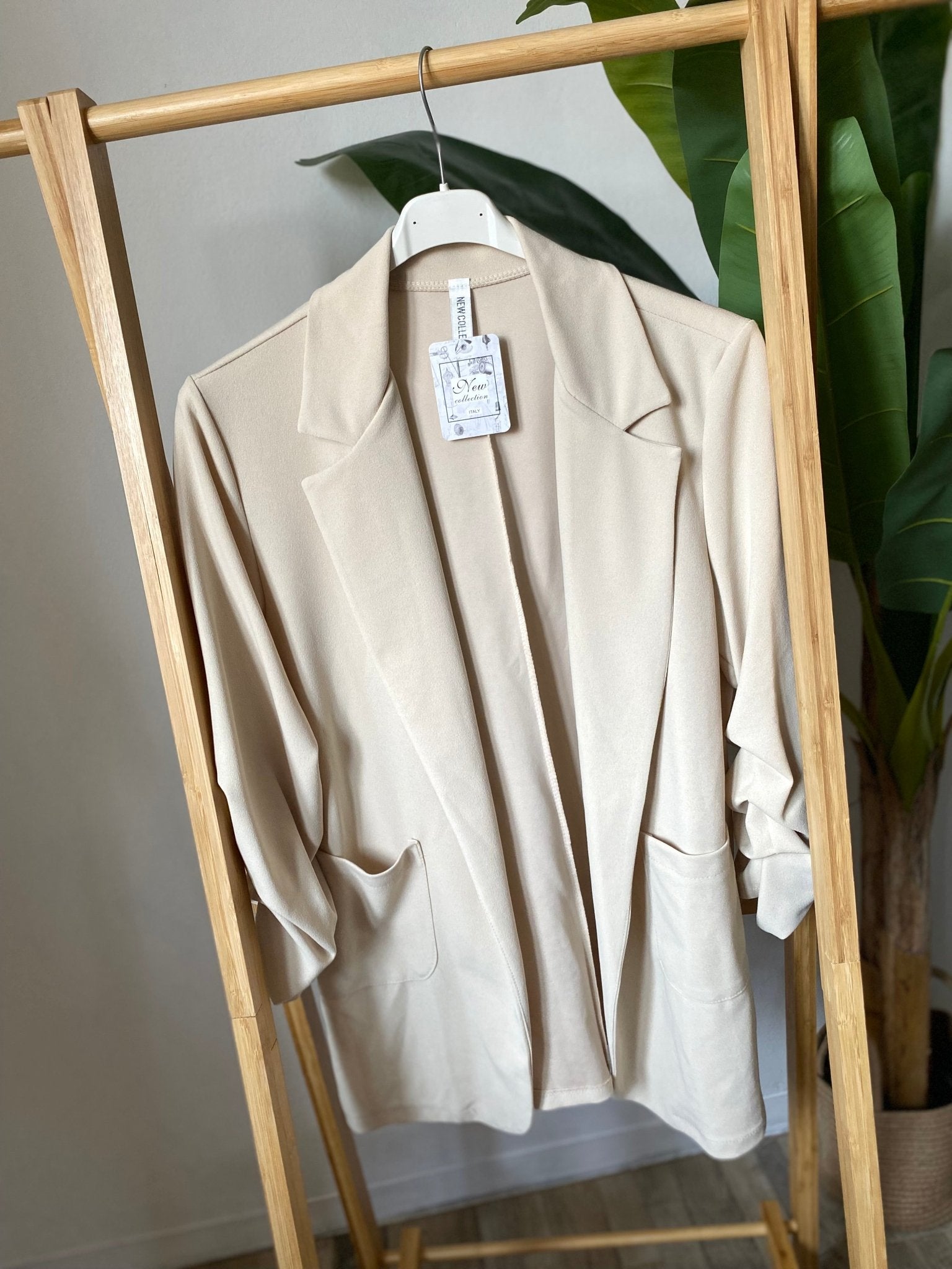 Blazer maniche 3/4 arricciate - Prima Fila Moda Curvy