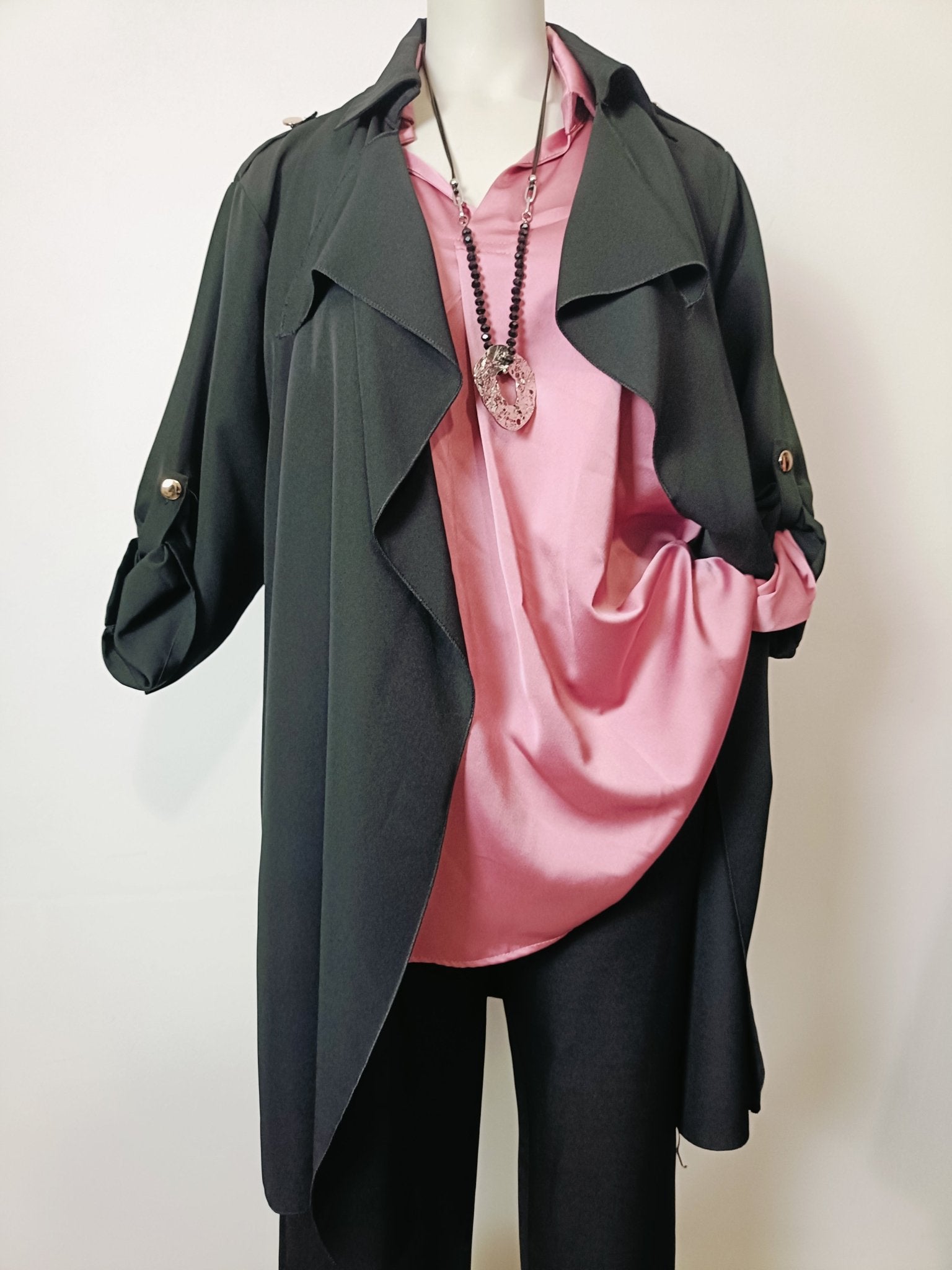 Blusa curvy raso rosa - Prima Fila Moda Curvy