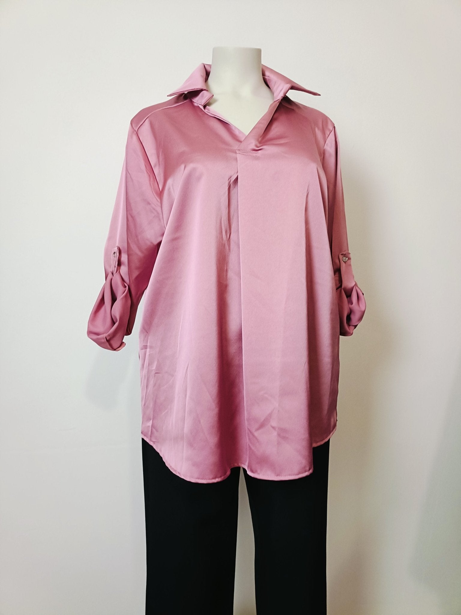 Blusa curvy raso rosa - Prima Fila Moda Curvy