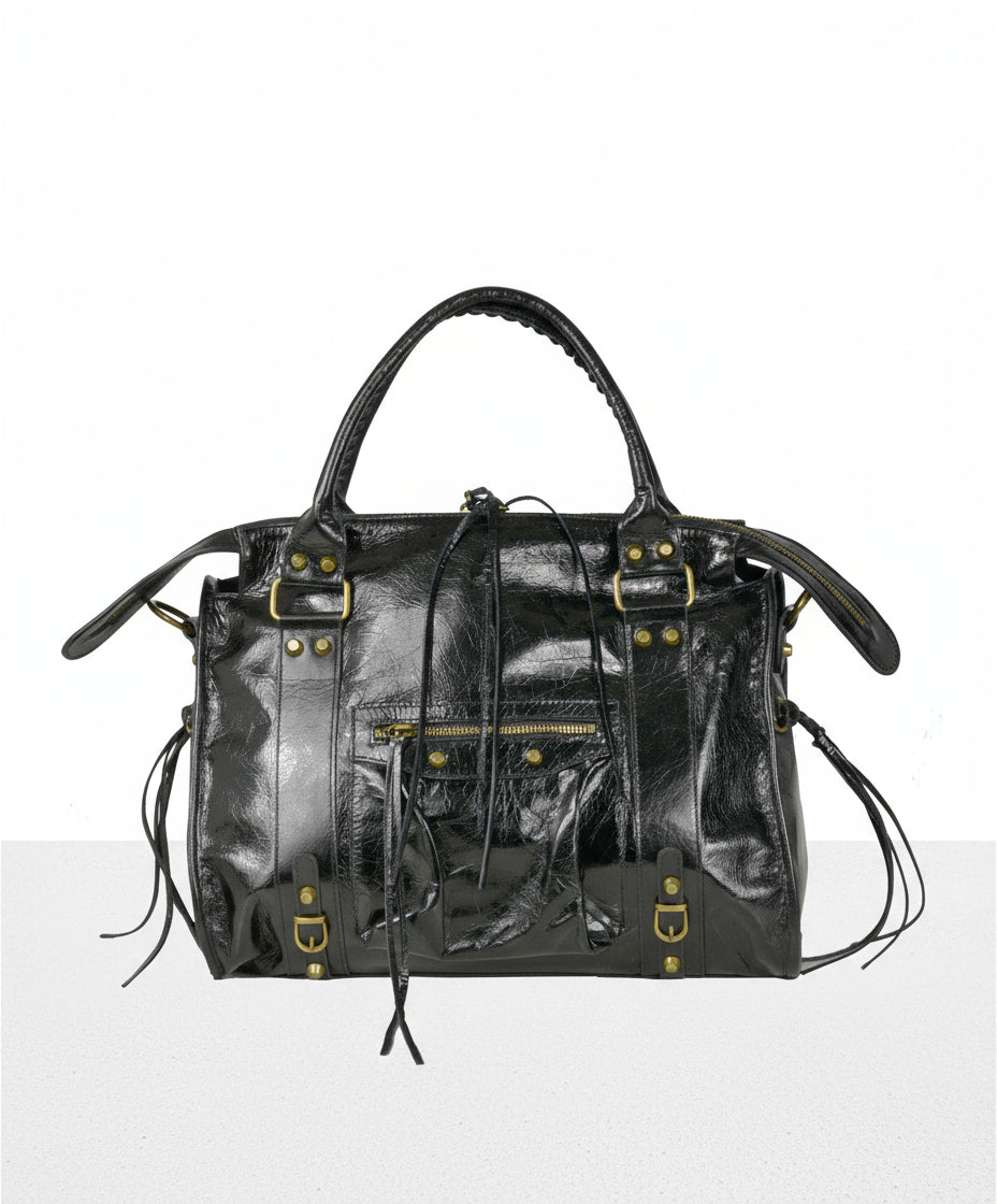 Borsa in vera pelle liscia con tracolla