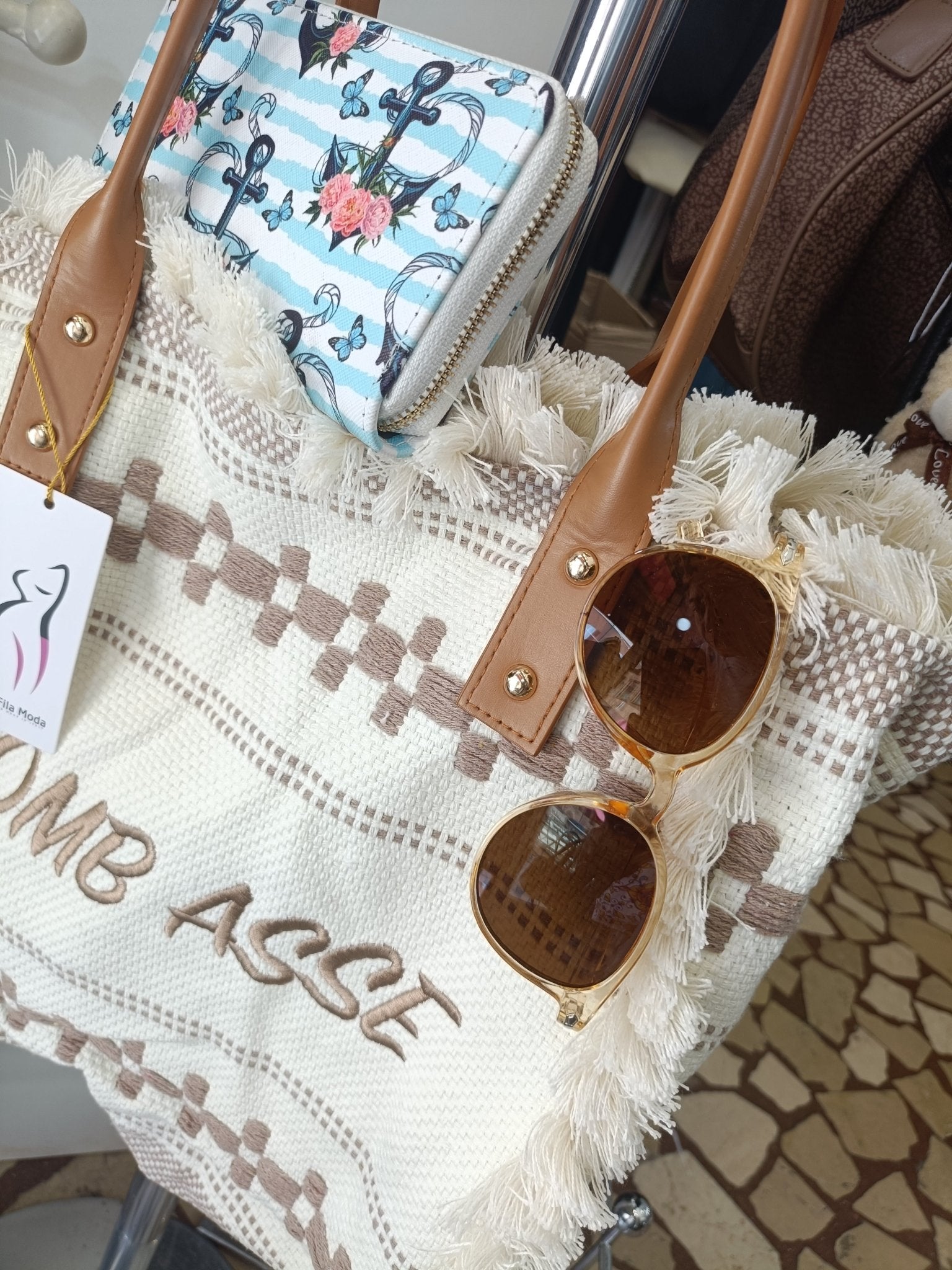 Borsa Bomb Estate con frange e manici in pelle - Prima Fila Moda Curvy