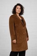 Cappotto donna lungo Scuba Over effetto camoscio - Outlet Alberto Cacciari - Prima Fila Moda Curvy