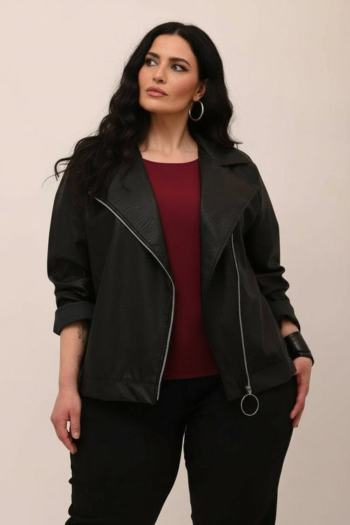 Chiodo ecopelle curvy - Nero - Prima Fila Moda Curvy
