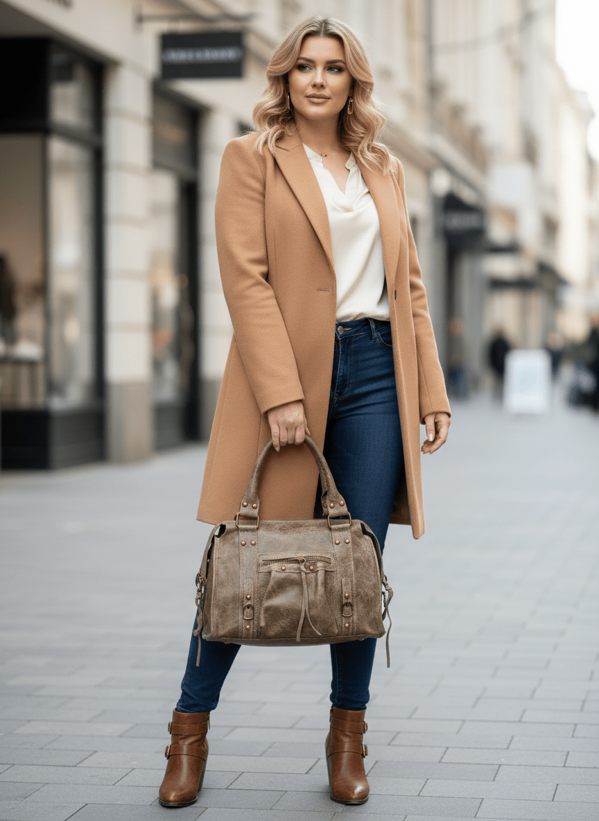 City bag media vera pelle - Prima Fila Moda Curvy