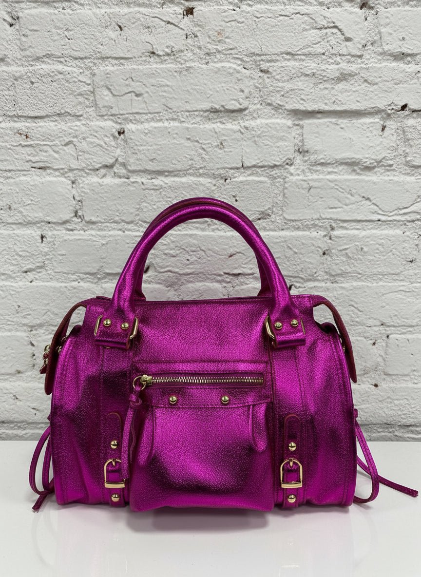 City bag media vera pelle satinata - Prima Fila Moda Curvy