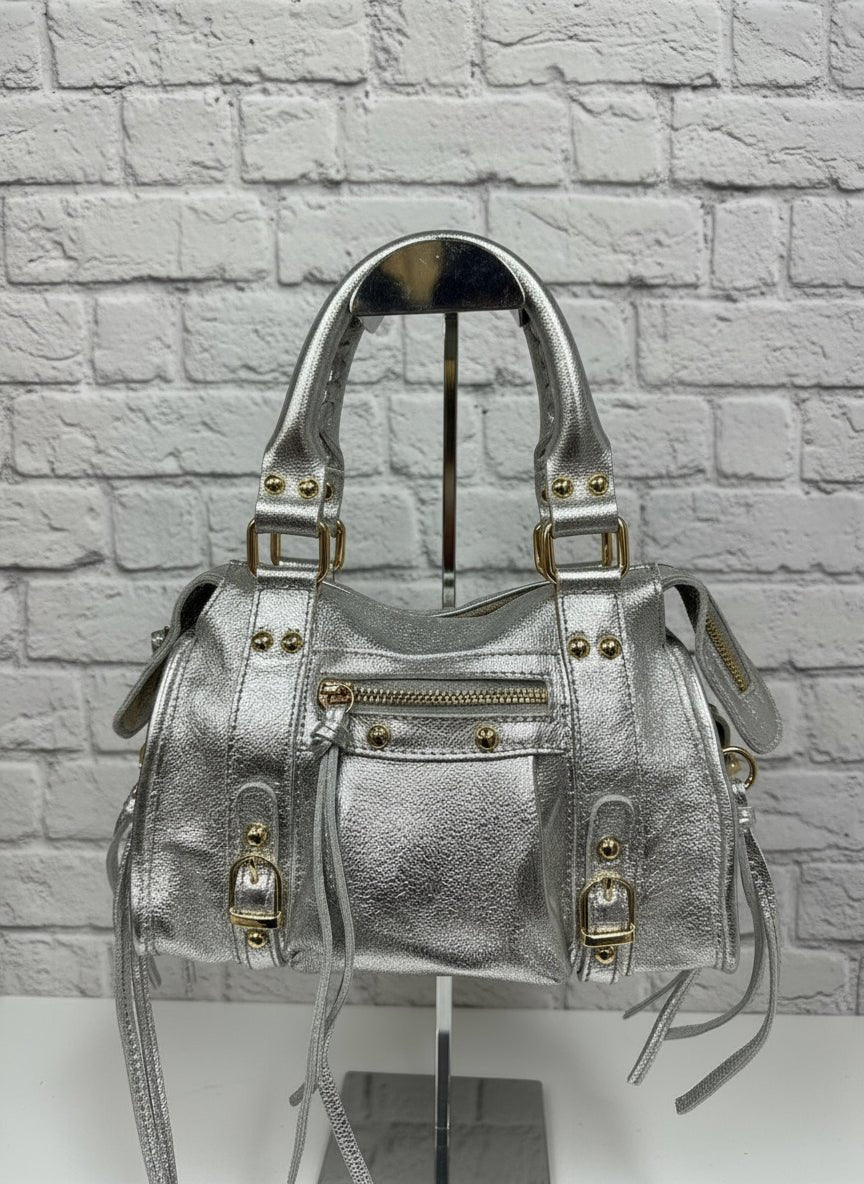 City bag media vera pelle satinata - Prima Fila Moda Curvy