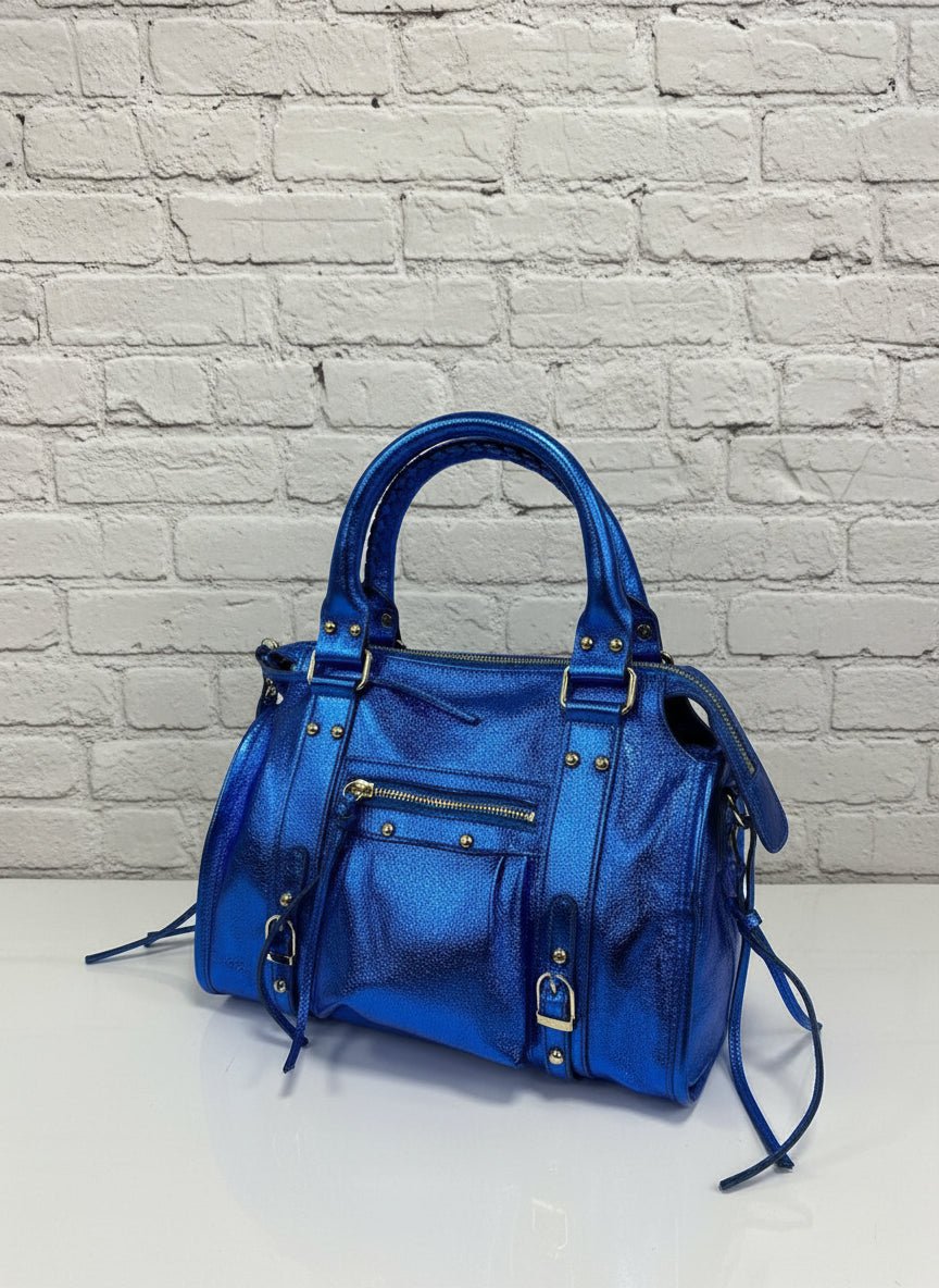 City bag media vera pelle satinata - Prima Fila Moda Curvy