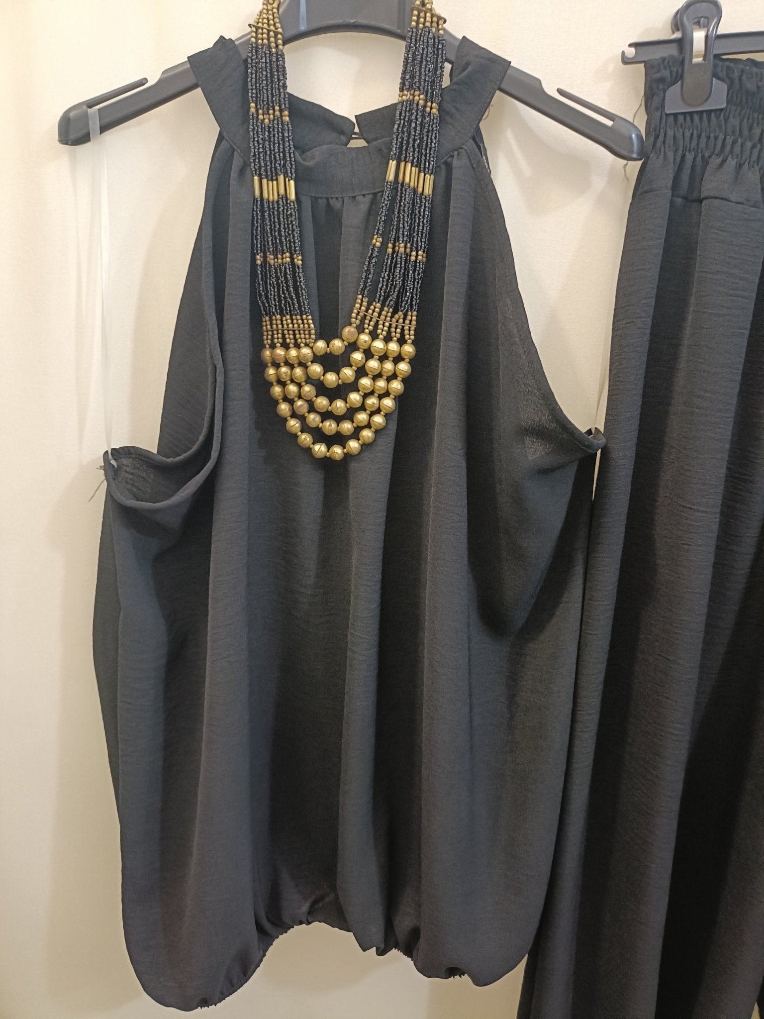 Collana Cleopatra boho made in Italy multistrato oro e nero - Prima Fila Moda Curvy