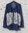Maxi camicia denim leggero macramè curvy
