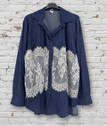 Maxi camicia denim leggero macramè curvy - Prima Fila Moda Curvy