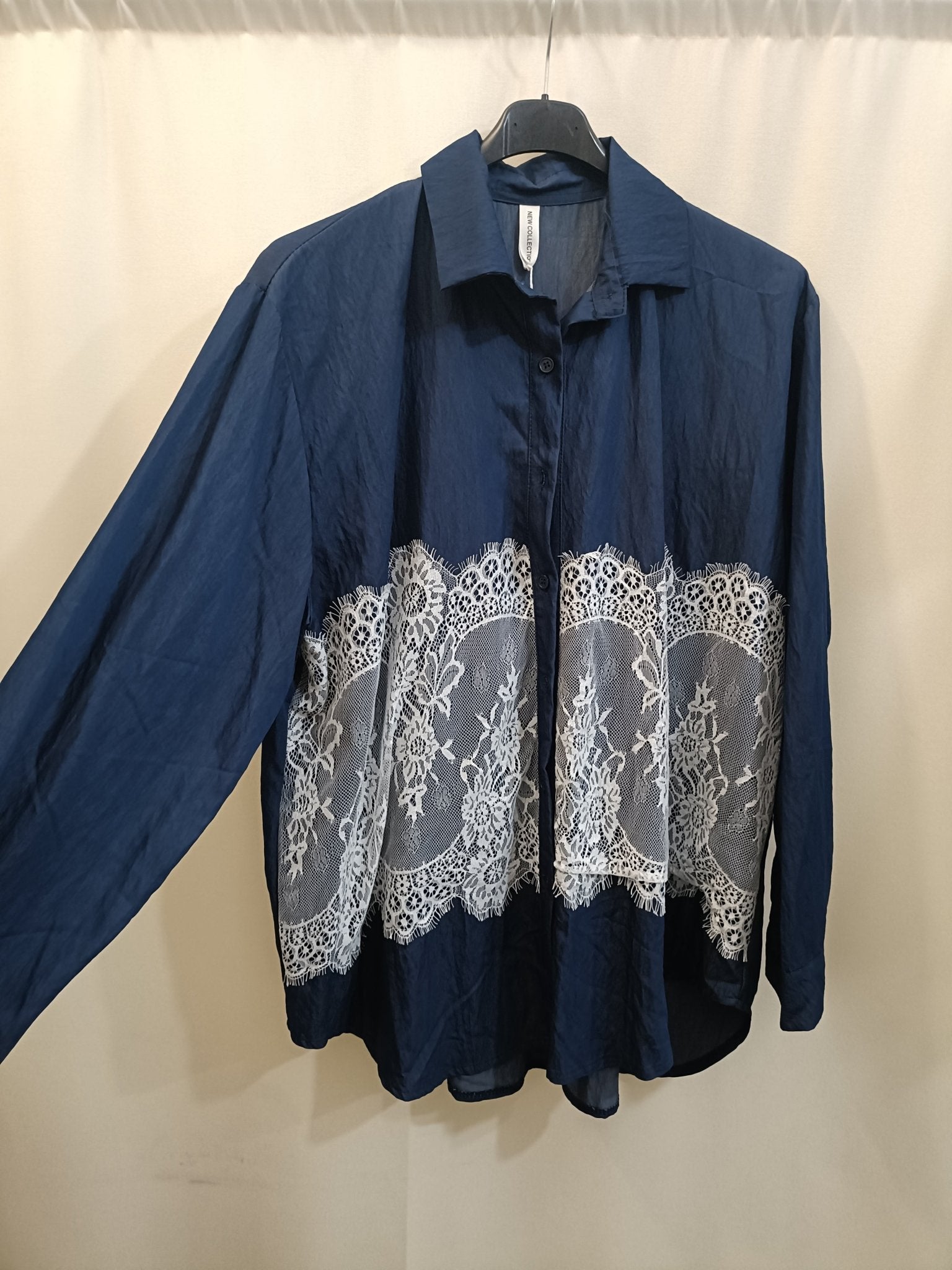 Maxi camicia leggera e fluida con macramè bianco curvy taglie comode - Prima Fila Moda Curvy