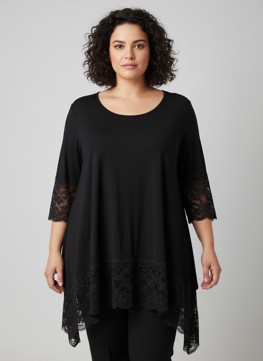 Maxi Maglia leggera in viscosa con Pizzo - Prima Fila Moda Curvy