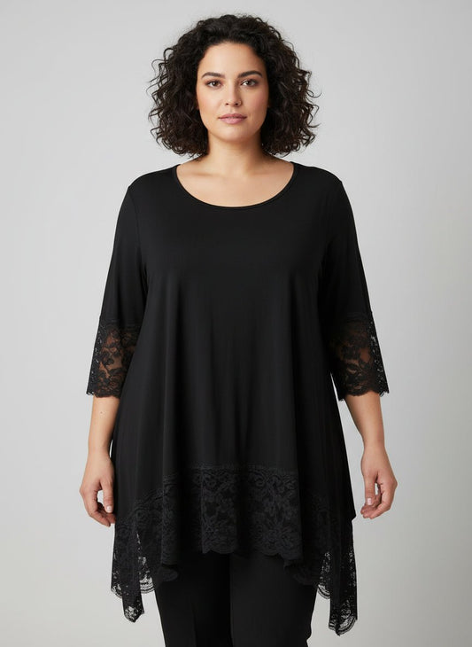 Maxi Maglia leggera in viscosa con Pizzo - Prima Fila Moda Curvy