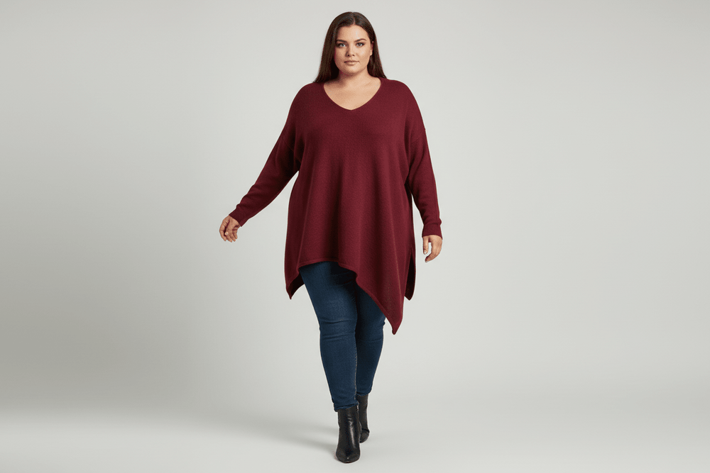 Maxi maglione taglio obliquo curvy